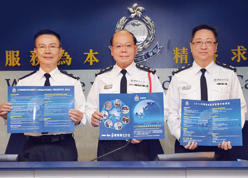 Commissioner of Police TSANG Wai-hung (centre); Deputy Commissioner of Police (Management) MA Wai-luk (left); Deputy Commissioner of Police (Operations) Lo Wai-chung
