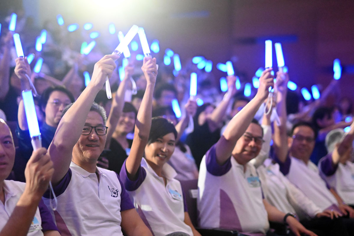 All members of the audience participate in the interactive drama.