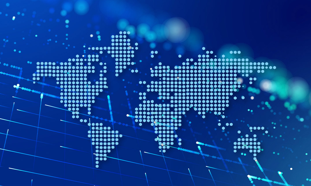 World map graphic with photos of international police training exchanges