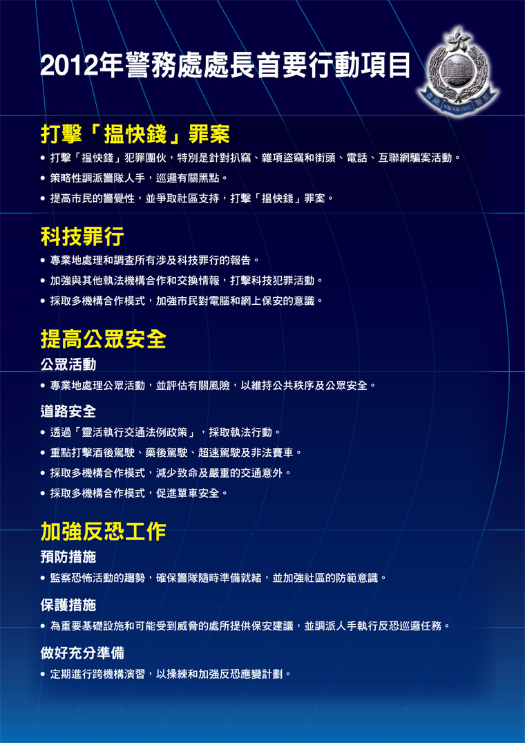 2012年警務處處長首要行動項目 Commissioner's Operational Priorities 2012