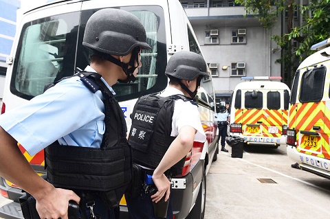 Photograph: Police officers participating in a drill