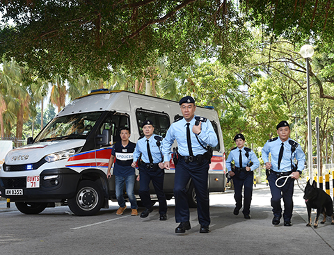 Photograph: Police officers of Emergency Unit on duty