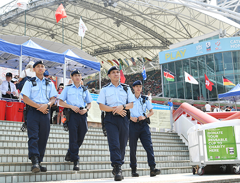 Photograph: Police officers of Emergency Unit participating in a drill