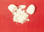 Heroin broken up into lumps or powder