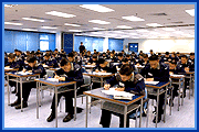 Recruits taking a written test