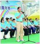 林先生於第24屆禁毒盾中區海濱滅罪跑嘉年華上致辭。