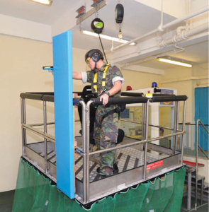 The In-Motion Platform (IMP) simulator introduces an element of realism into tactical firearms training for Marine officers. The IMP can be programmed to simulate the motion of a moving Police launch.
