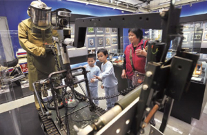 Members of the public visit the Police Museum. Admission is free.