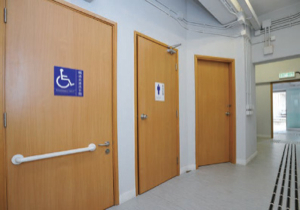 Unisex accessible toilet.