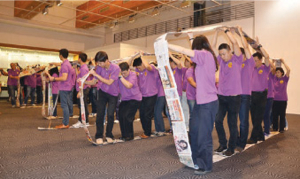 The Carelinkers take part in a team-building session.