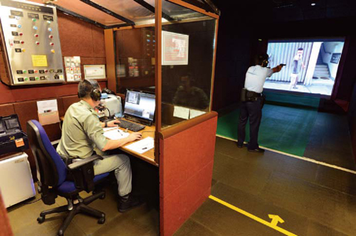 Mini-Range System is a use-of-force decision making training system, featuring scenario-based interactive videos for training Police officers using conventional firearms, laser simulated weapons, Oleoresin Capsicum foam, batons and torches under controlled environments and intense pressure, for instance, in a total darkness environment.