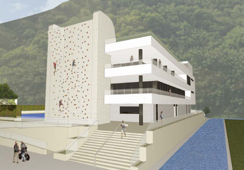 A simulation photo of a new annex building of the Police Sports and
Recreation Club