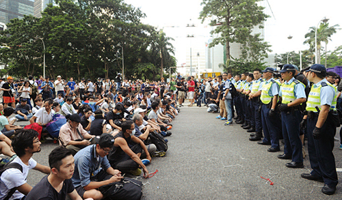Occupiers illegally occupy the major thoroughfares of Admiralty, disrupting the public order. 