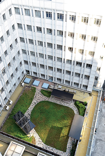 A green space at the Central Police Station.