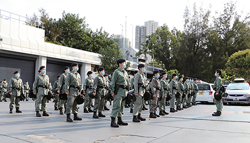 TANGO大隊隊員於機動部隊總部接受訓練。
