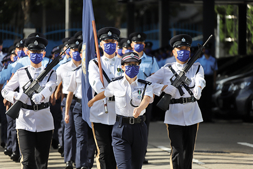 The Auxiliary Police Force on August 20 conducted its first passing-out parade featuring the Chinese-style foot drill at the Auxiliary Headquarters.