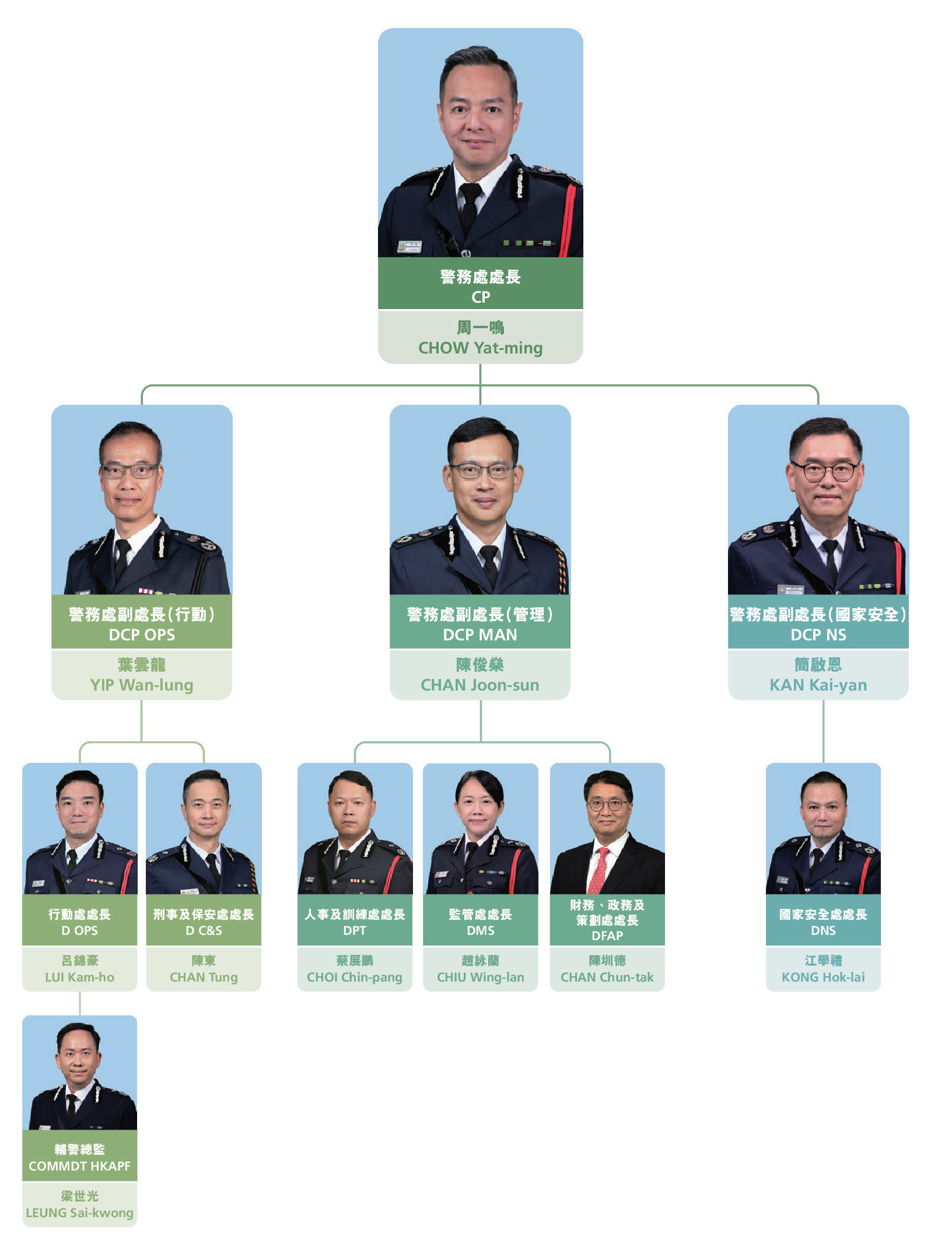 Hong Kong Police Force Organisation Chart Senior Directorate Officers