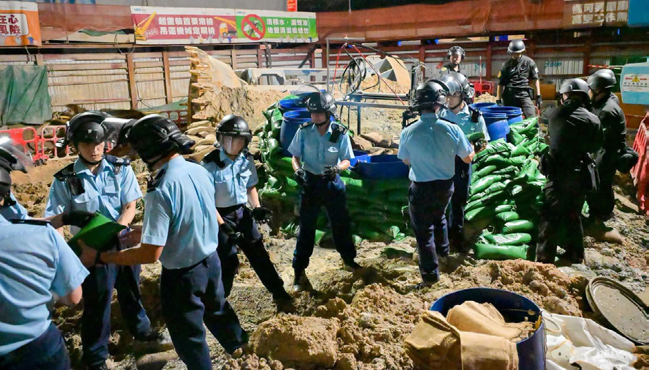 Eastern District deployed sandbags as a temporary safety barrier for the controlled detonation.