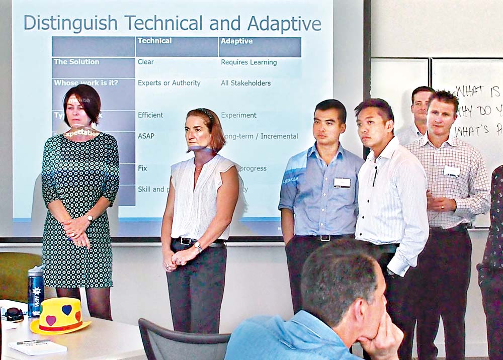 庄汉麒（左四）及余兆泉（左三）在澳洲警察管理学院参与应用管理证书课程。