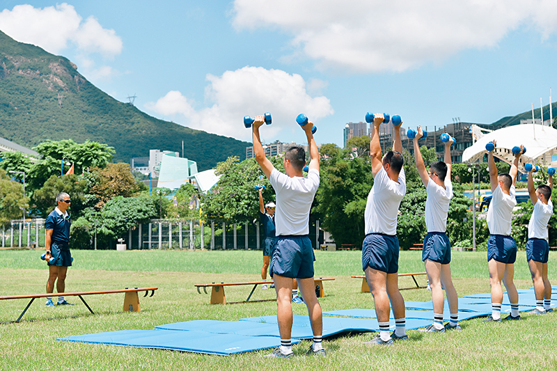 Trainees undergo physical training.