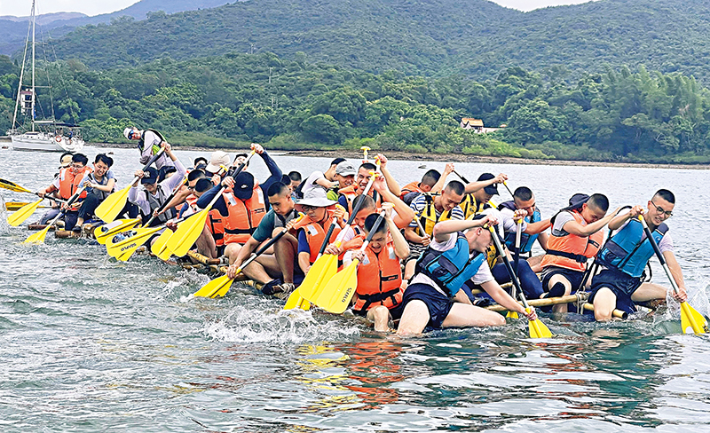 Trainees enhance their communication skill and establish team spirit through the rafting session of PMAP.